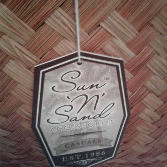 NWT Sun 'n Sand Lg Straw Tote Bag with Leather Handles Beach Market Shopping - Picture 9 of 10